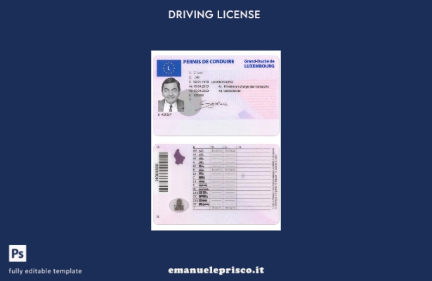 verified style modello di patente di guida lussemburghese in stile verificato template